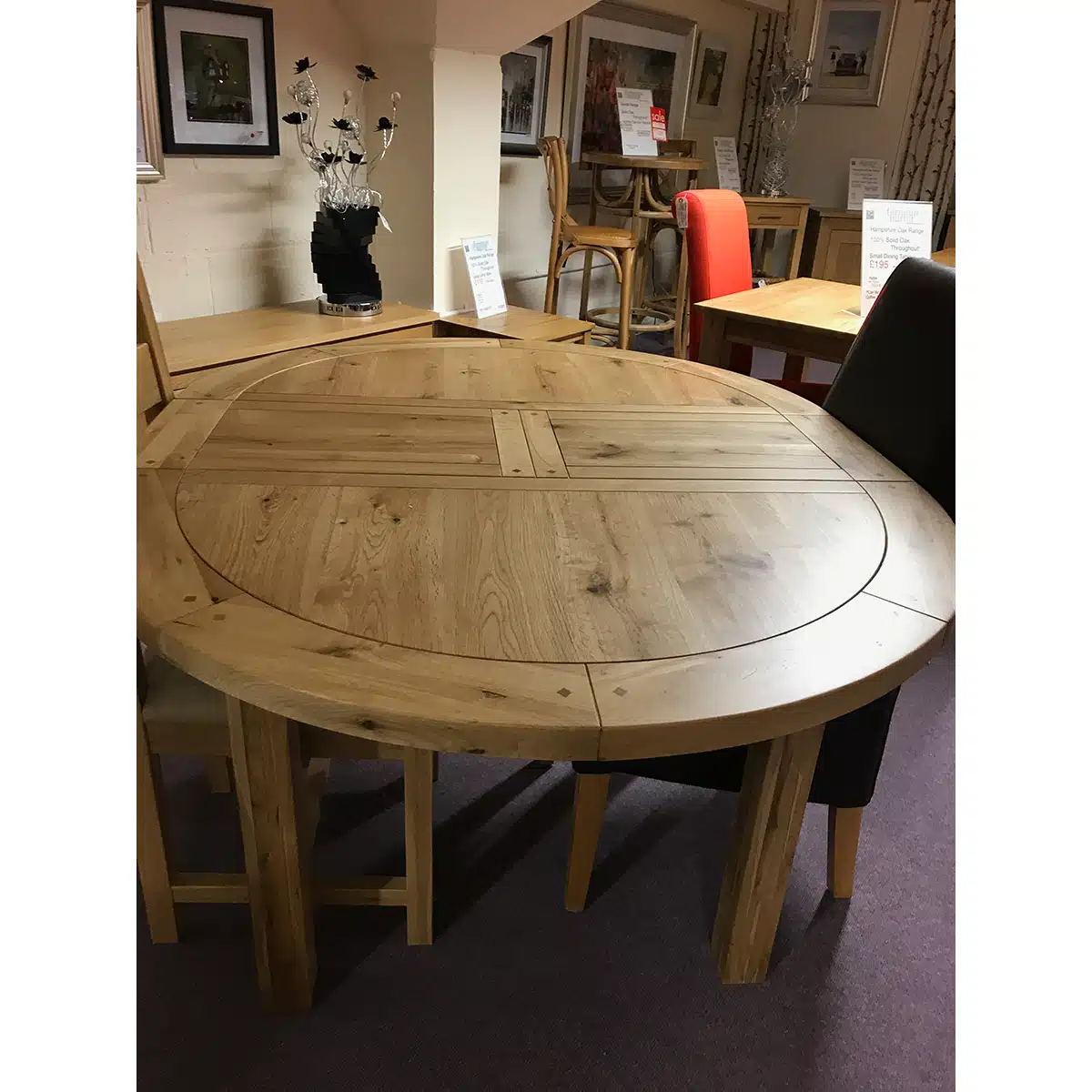 Fresno Small Round Extending Dining, Solid Oak Round Extending Dining Table