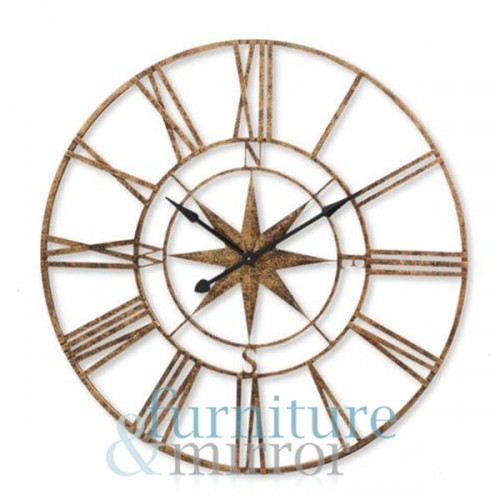 Gold Nautical Compass Skelton Wall Clock - ET201