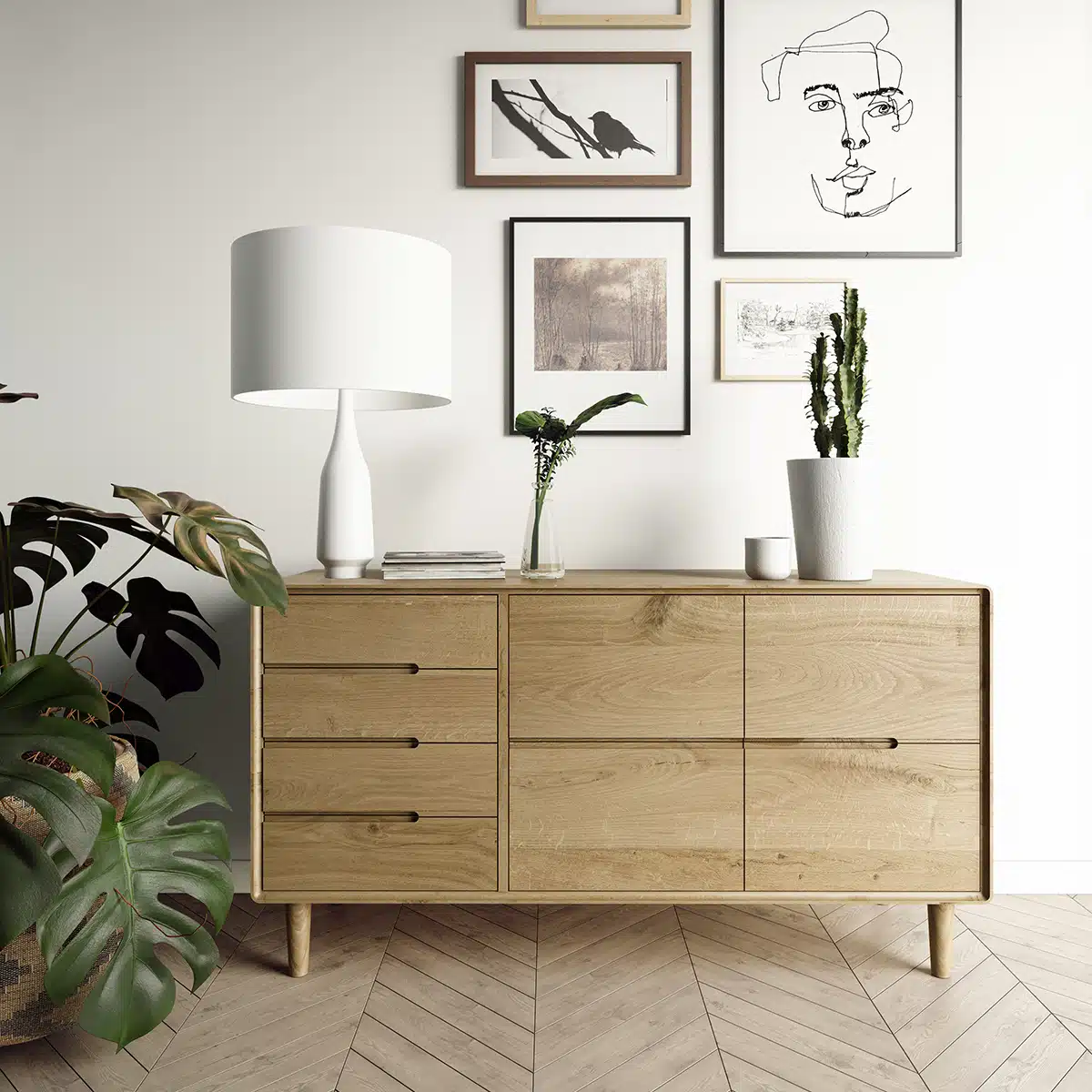 Nordic Large Sideboard Furniture and Mirror